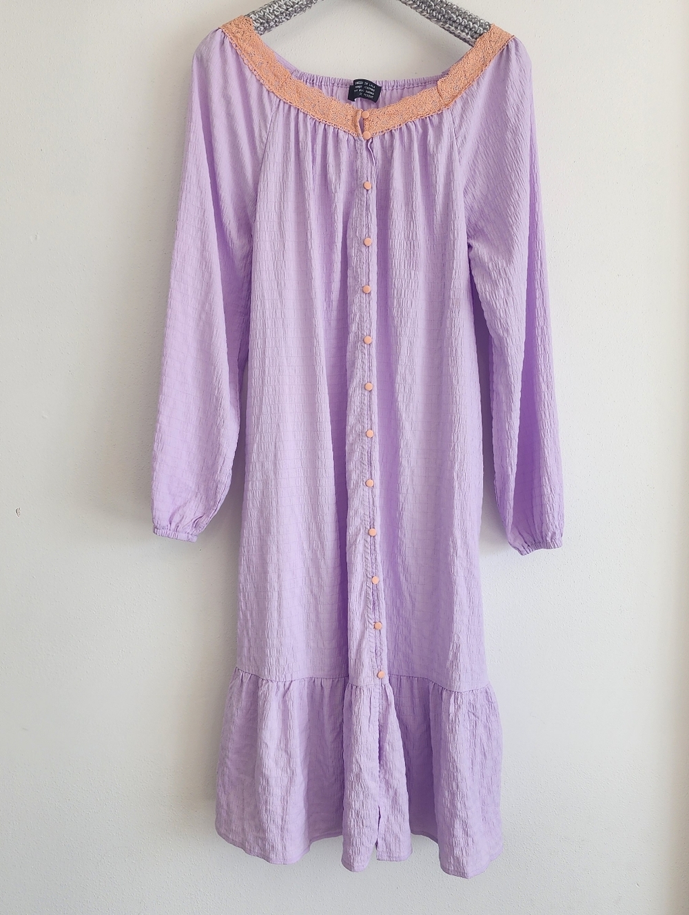 Dressed In LALA Lavender Textured Button Down Midi Dress M | Whimsigoth Style - Picture 2 of 12